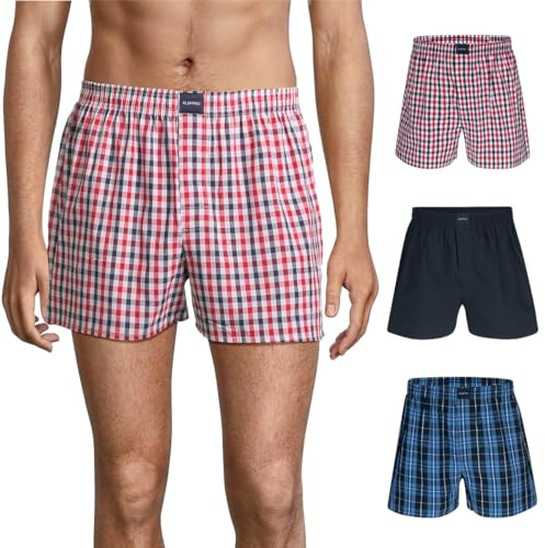 Almonu - Web - Boxershorts - 3er Pack (XXL Rot/Navy karriert)