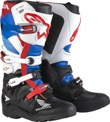 Alpinestars 2012723-1272-9: Honda Tech 7 Enduro Drystar Blk/Wht/Blu/Br Red Sz 9