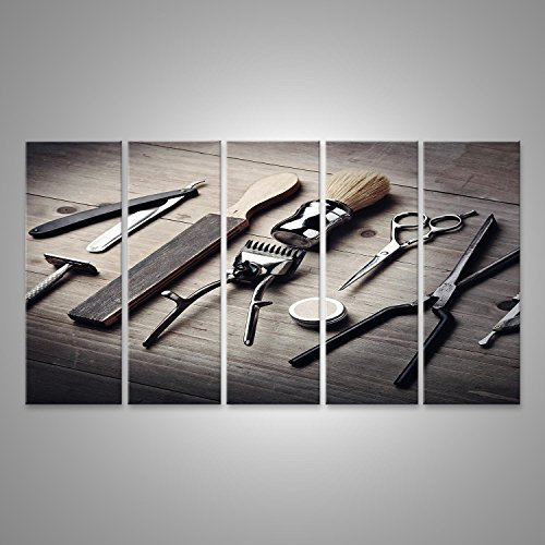 islandburner Bild auf Leinwand Vintage Tools Barbier Holzschreibtisch Wandbild Poster Kunstdruck Bilder