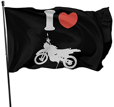 Bandera I Heart Love Logotipo De Moto De Cross-3, Banderines Pancarta Reforzada Banners Con Ojales Banderin Para Procesión Fiestas Decoración 90X150cm