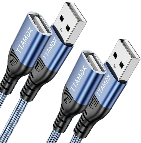 XGMATT USB Verlängerung Kabel 1M 2Stück,USB 2.0 Verlängerungskabel USB A Stecker auf A Buchse Nylon USB Kabel Verlängerung Superschnelle für Kartenlesegerät,Tastatur, Drucker, Scanner, Kamera, Hubs