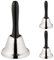 Relaxdays Handglocke 3er Set, lauter Klang, Handklingel Metall, Holzgriff, Lehrerglocke, HxD 12 x 6,5 cm, silber/schwarz