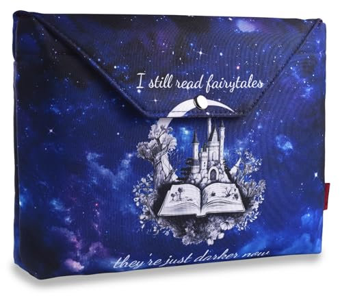 LParkin Buchhülle mit Reißverschluss und Vordertasche, I Still Read Fairytales They're Just Darker Now Buchhülle Stoff für Buchliebhaber 27.9 x 22.9 cm