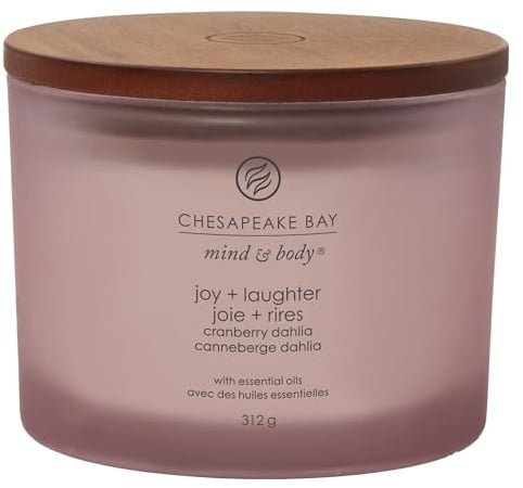 YANKEE CANDLE Joy & Laughter Duftkerze Cranberry und Dahlia, 3 Dochte, 312 g