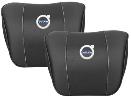 OscitY Auto UP Leder Sitz Kopfstütze, Für Volvo C40 XC40 XC60 XC90 S60 S90 nackenkissen Nackenstütze atmungsaktiv Bequeme Weiche Car Innere Sitz Zubehör,A/Black-2PCS