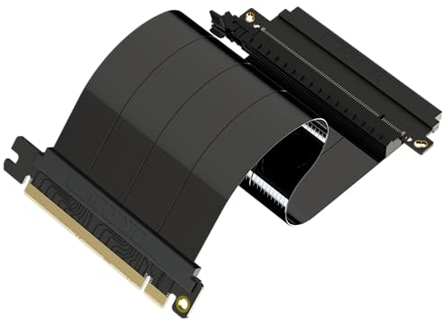 LINKUP - AVA5 PCIE 5.0 Riser-Kabel | RTX5090 RX9070 GPU Bereit | x16 128GB/s Geschwindigkeit | PCIe 4.0 Kompatibel | Entwickelt für ITX | Einzelne Umgekehrte Gerade Schwarz 28cm (Gesamtlänge 31.5cm)