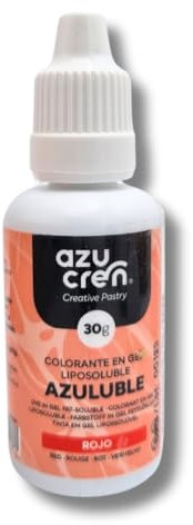 Azucren, Colorant Alimentaire, Liposoluble pour la Pâtisserie, Idéal pour le Chocolat, Crème, Buttercream, 30 G (Rouge, 30)