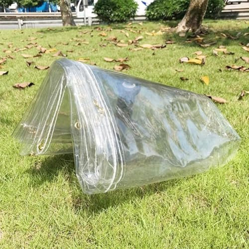 Clear Waterproof Tarpaulin Sheet 2m x 2m, 3m x 3m Transparent Heavy Duty PVC Tarpaulin with Eyelets，Foldable Ground Sheet Rainproof Tarp for Pergola Garden Garage (Size : 1x1m)
