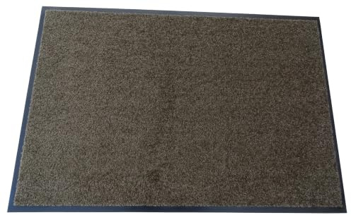 Schmutzfangmatte Kiel | Fußmatte | 30 °C waschbar, Braun, 90 x 150 cm | Dichter Flor mit hoher Feuchtigkeitsaufnahme | Rutschfest und strapazierfähig | Rundum mit Rand | Besonders flach