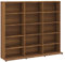 CD DVD Regal, Ständer Standregal mit 15 offenen Fächer, Medienregal, Aktenregal für Büro, Lagerschrank für Schlafzimmer Braun Eichen-Optik 102x23x89,5 cm Holzwerkstoff