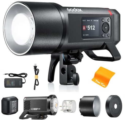 Godox AD600ProII Studioblitz Monolicht, 600WS Blitzlichtfotografie 2.4G TTL 1/8000s HSS Blitz im Freien,GN87 40W Bi-Color 2800K-6000K, 0.01s~0.9s Recyclingzeit, 2600mAh Lithium Batterie