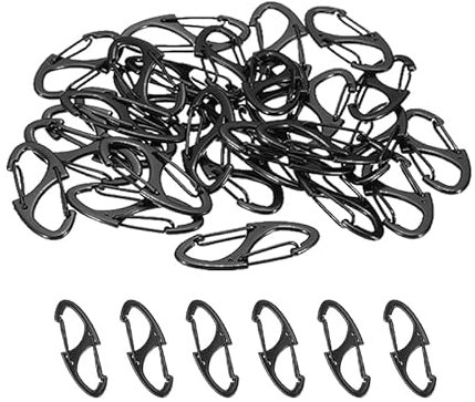 Kabwea 24 Stück Mini-Karabiner, Schloss, Karabinerhaken Klein, Reißverschluss Anhänger, Lock, Zipper, Karabinerhaken Groß, Karabiner Klein, Doppelkarabiner, S Karabiner