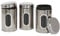 Harbour Housewares Tea Coffee and Sugar Canisters Set - Chrome - 3pc Transparent Window Airtight Food Storage Containers Kitchen Caddy Stainless Steel Storage Jars