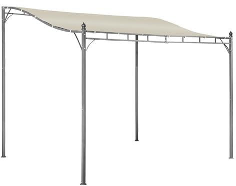 AOUXIN 2.9 x 2.5m Pergola Gazebo with Metal Frame, Elegant Scrolling Canopy, Weather-Resistant, Garden Outdoor Shelter, Beige