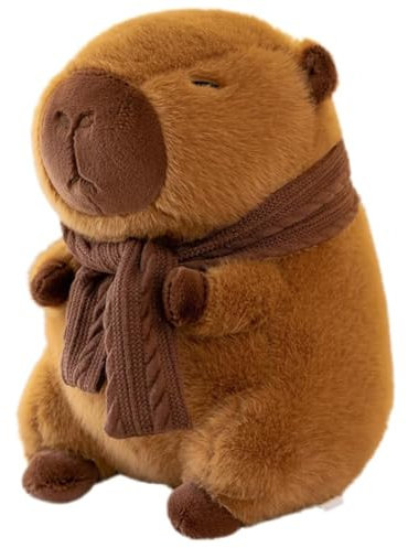 SKIPTHYBER Capybara Plüschtier 25 cm Capybara Kuscheltier mit Schal, Niedlichen Stuffed Spielzeug Cartoon Plüsch Puppe Geschenke für Heim Party Dekor Frauen Männer