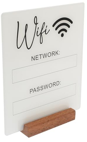 Veemoon Señal de contraseña wifi acrílico transparente wifi pantalla contraseña habitación de invitados escritorio decoración para el hogar, oficina, restaurante