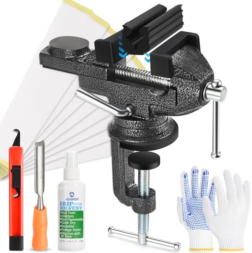 AugFir Golf Grip Kit for Regripping Golf Clubs, Portable Table Vise Rubber Clamp for Golf Grip Removal Tool with Solvent, Golf Club Regripping Kit