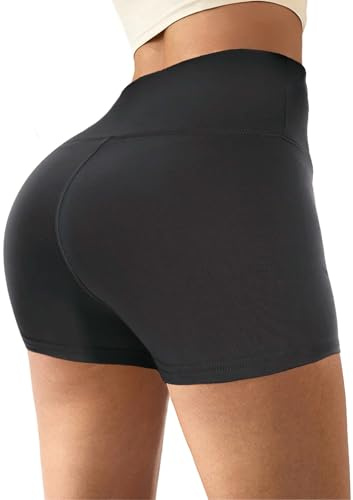 Sahunfri Women's High Waist Hot Pants, Stretchy Mini Shorts, Yoga Workout Booty Shorts Gym Cycling Sports Running Leggings