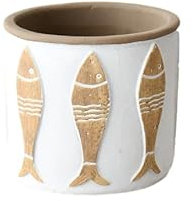 Portland Living White Ceramic Fish Planter 15cm – Coastal Nautical Pot for Succulents, Herbs, or Small Plants – Beach-Themed Glazed Indoor Plant Pot for Bathroom, Kitchen, or Shelf Decor