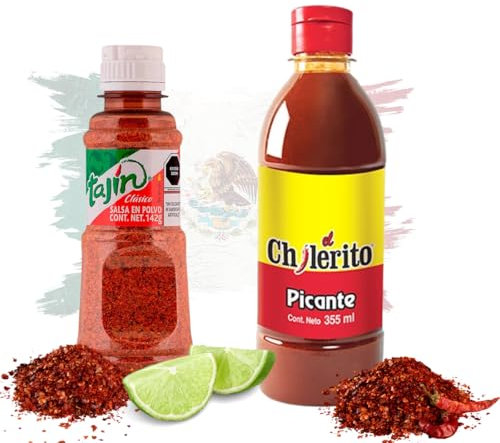 Il Chilerito Salsa Piccante 355 ml + Tajin Classico 142 g | Salsa Messicana Extra-Hot e Condimento Cile-Limone per Frutta, Stivane e Bevande