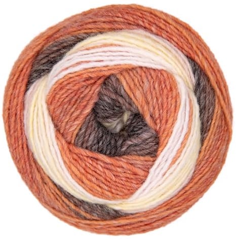 Gründl Wolle Luminosa Farbverlaufsgarn - 1 Knäuel 200 g / 440 m - 1 Knäuel = 1 Loop - weiches Strickgarn & Häkelgarn mit Schurwolle - kürbis-hellgelb-braun