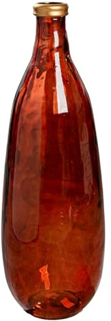 GILDE Vase Atoris - Glas - Flaschenform - Höhe 75cm x Ø 25cm - Gold/rot - Bodenvase