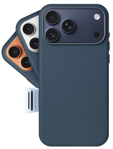 LONLI Classic | Premium-Lederhülle für iPhone 17 Pro Max – Aus europäischem Vachetta-Leder (Gold-Standard) – Mit Kamera-Steuerung & MagSafe-Kompatibilität – Azzurro-Blau
