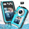 Underwater Camera, YISENCE UHD 4K 56MP Autofocus Digital Camera Waterproof with a 32GB Card Selfie Double Screens Waterproof Camera for Snorkelling