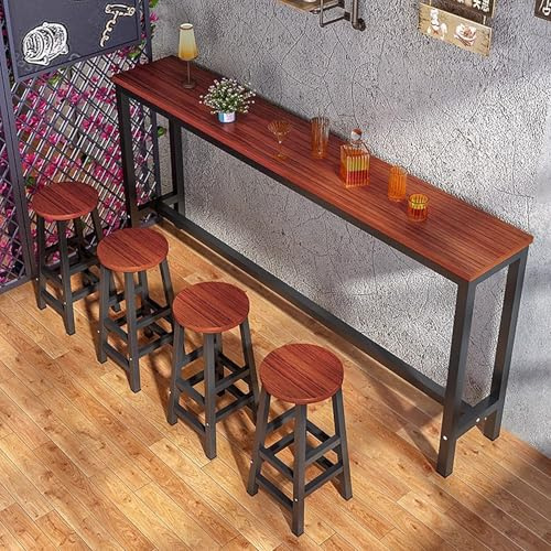 Mesa rectangular moderna de altura de barra, mesa auxiliar estrecha para espacios pequeños, cocina, cafetería, juego de mesa compacta de madera