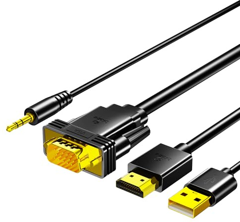biaze ZH51 VGA auf HDMI Adapter mit Audio, 1080P@60HZ Adapter mit Stromversorgung über USB, VGA-Stecker-auf-HDMI Buchse Konverter für Monitor PC Ausgangsquelle zu TV/Monitor
