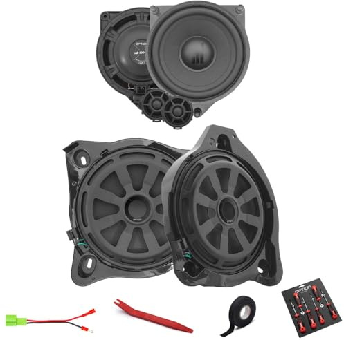 Option Lautsprecher Set kompatibel mit Mercedes C-Klasse W205 (mit Standard Soundsystem ab Werk) - 100% Plug & Play Front-Lautsprecher und Subwoofer inkl. Zubehör
