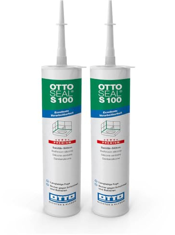 Karl Dahm® OTTOSEAL® S 100 Sanitär-Silikon (300 ml) – Schimmelresistente Dichtmasse für Bad & Dusche, UV-beständig, innen & außen, Farbe: Sanitärgrau (C18, 2)