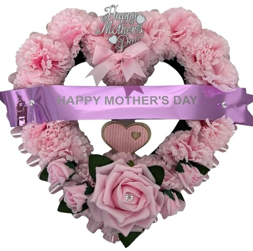 Funeral Flowers Wreath Heart mother's day pink flowers Memorial Tribute Artificial tribute mum, dad, gran, nan