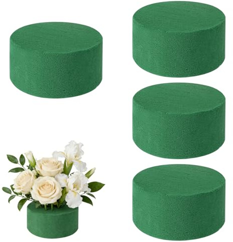 GUOYOU 4 Stück Steckschaum Blumensteckschaum Hochfest Unzerbrechlich 10x4CM | Nass Steckmasse Ring Floristenschaum für Frischblumen Trockenblumen Kunstblumen Ideal Feste Familie Hochzeiten