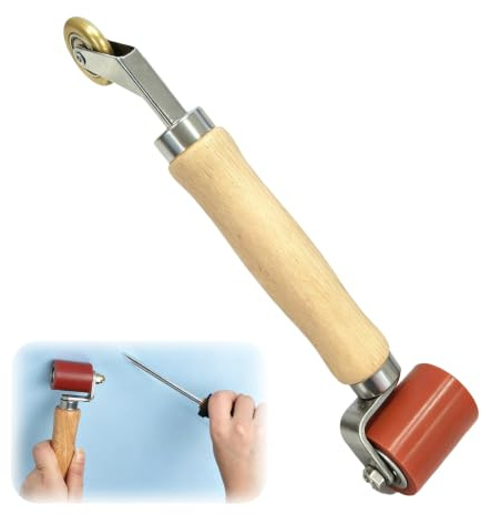 Doppelkopf Nahtroller, Profi Andrückrolle, Schweißwerkzeug und Klebenaht | 2 IN 1 Andrückwalze Rollen Silikon Andruckrolle & Messing Andruckrolle,für Roofing PVC TPO