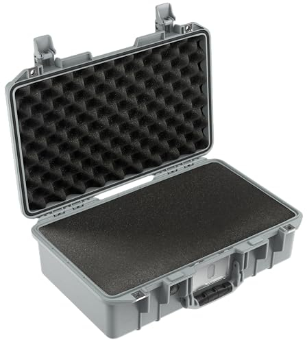 PELI 1485Air Leichtgewichtiger Trolley zum Schutz für Kamera Equipment, Wasser- und Staubdicht, 18L Volumen, Mit Schaumstoffeinlage (Anpassbar), Farbe: Silber