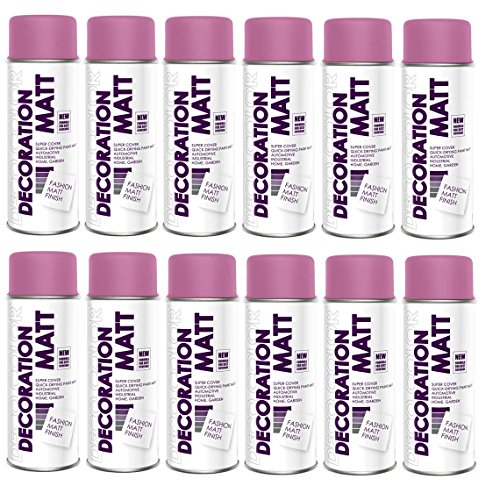 Deco Color 12er Sparpack DC Lackspray matt 400ml nach RAL freie Farbauswahl (12 Dosen in pink MATT RAL 4003)