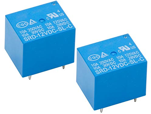Heschen PC-Relais, SRD-12VDC-SL-C, DC12V Spule, Wechselschalter (SPDT), 10A 250 VAC, 5-polige Anschlüsse, 2er-Pack