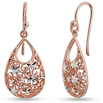 LeCalla Sterling Silver Jewelry turco doppio a goccia in oro rosa taglio diamante orecchini elegante abbigliamento da lavoro per le donne