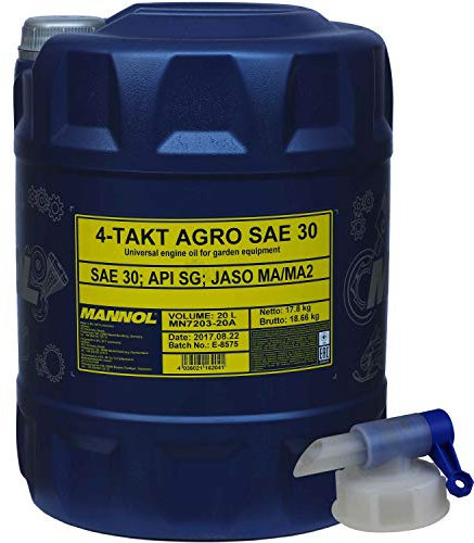 20 Liter Original MANNOL Motoröl SAE 30 4-TAKT AGRO API SG + Auslaufhahn