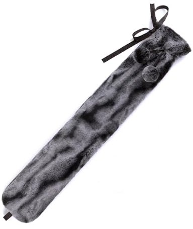 LIVIVO 2L Extra Long Hot Water Bottle – Full Body Pain Relief with Soft, Removable Faux Fur Cover – Washable Giant Heat Therapy Wrap for Neck, Back, Legs, and Abdomen (Grey)