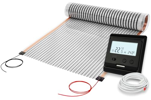 2,5m 130Watt Konfektionierte & Anschlussfertige Carbon Heizfilm mit Thermostat - ideal für Tinyhaus, Boot, Campingmobil, Reisemobil, Expeditionsmobil