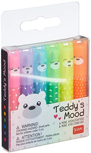 Legami - Set di 6 mini evidenziatori Teddy's Mood, 6 pezzi (1 confezione)