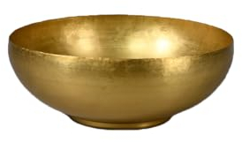 Serene Spaces Living Antique Brass Decorative Bowl, Metal Fruit Basket, for Floating Candles, Flowers, Potpourri, Catchall for Entryway, Dining Table Centerpiece, Home Décor, 4.75 Tall & 12 Diameter
