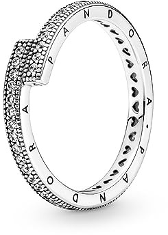 Pandora Signature Ring, funkelnd, überlappend, Sterlingsilber, mit klarem Cubic Zirkonia
