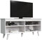 Madesa Mueble de TV Moderno, Mesa de Salón con 4 Estantes de Gran Almacenaje para Televisores de hasta 55 Pulgadas, 136 x 38 x 58 cm, Madera - Blanco