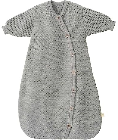 Langarm-Schlafsack Baby & Kleinkind - 100% Bio-Merino, TOG 1.7 – atmungsaktiv - Unisex Gr. 60 cm & 75 cm - nachhaltig & fair - für den Übergang & Winter - Made in Germany | Grau Gr. 1 (60 cm)