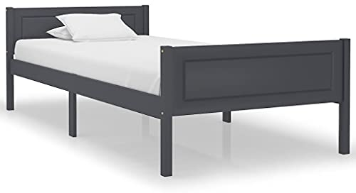 vidaXL Kiefernholz Massivholzbett Bettgestell Holzbett Futonbett Bett Einzelbett Bettrahmen mit Lattenrost Schlafzimmerbett Grau 100x200cm