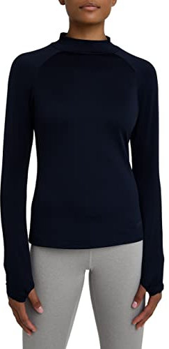 TCA Damen SuperThermal Performance und Kompressions Laufoberteil, Training Baselayer mit Stehkragen - Dunkelblau, S