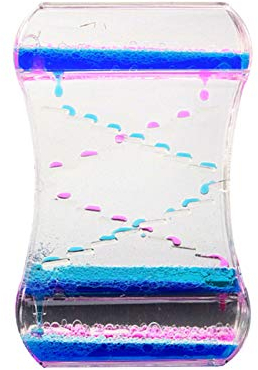 Minuteur de liquide - Sablier à bulles - Anti-stress - Couleur vive - Gestion du temps - Pour la cuisine, la salle de classe, les jeux à la maison ou au bureau - Bleu et rose